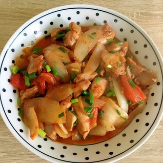 中華風鶏肉料理、とりトマキムチ